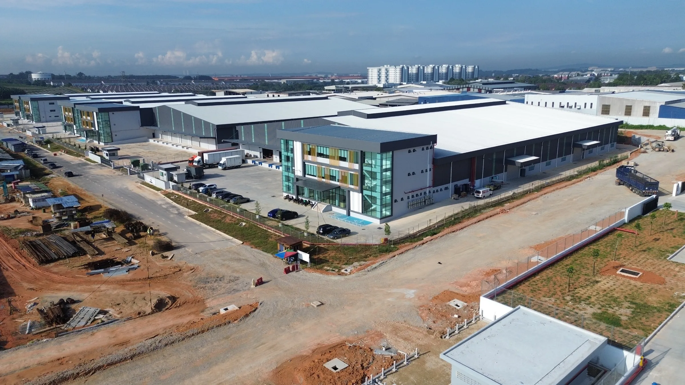 Aerial view across the Senai Idaman industrial estate in Johor